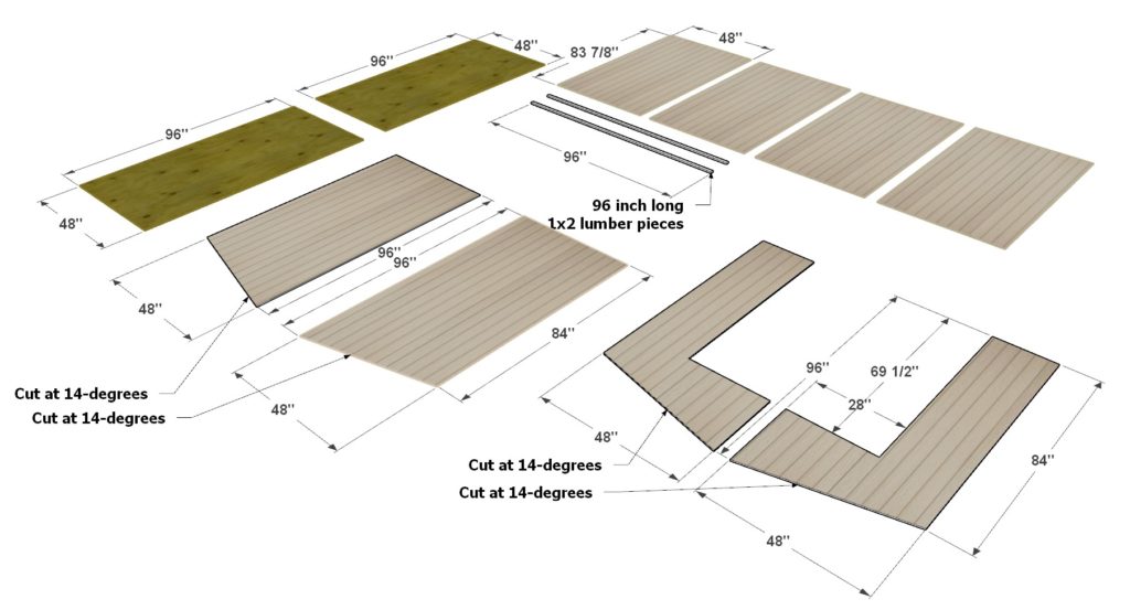 DIY shed wall and siding plywood pieces