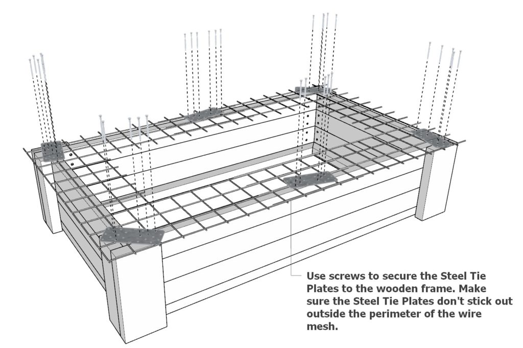 Adding galvanized wire mesh to DIY wooden fire pit frame