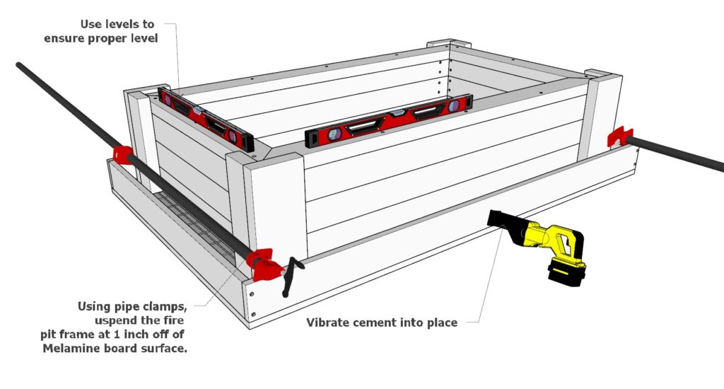 Adding fire pit frame to cement slab