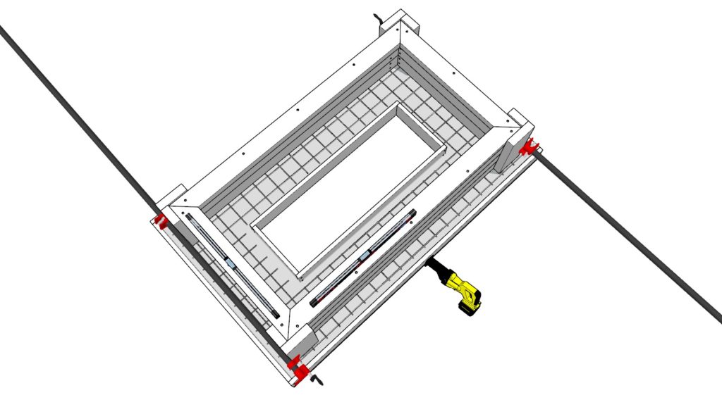 Adding fire pit frame to cement slab