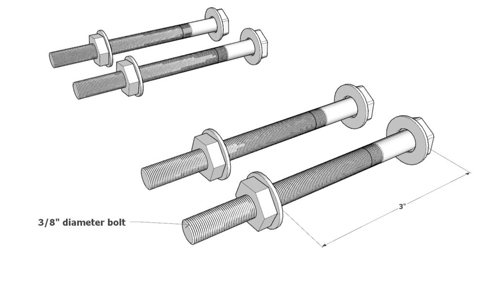 Bolt assembly. Washer, bolt, nut