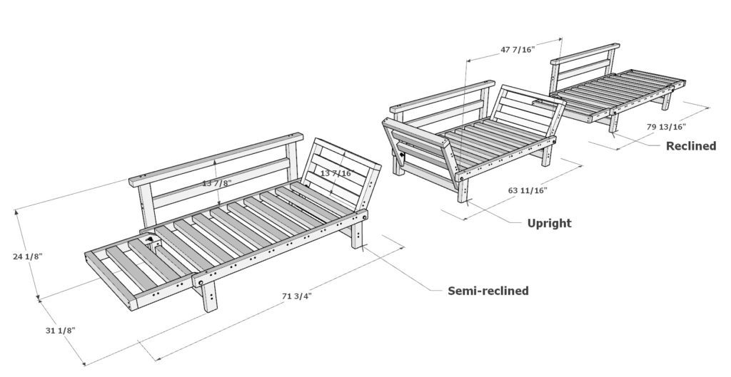 DIY daybed plan. DIY sofa, couch, chair dimensions.