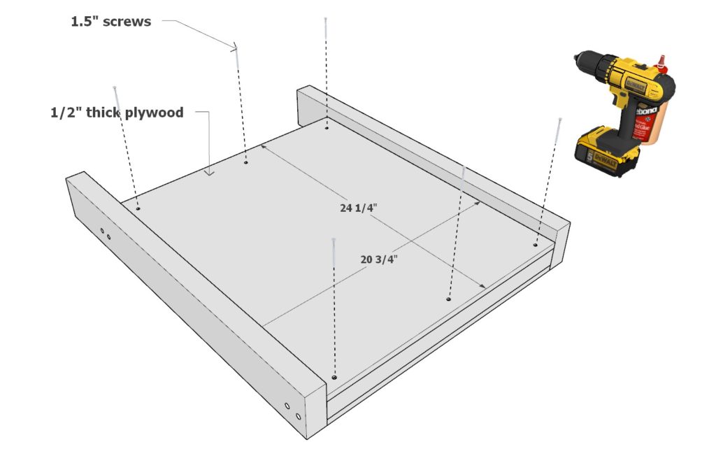 DIY desk frame assembly using 2x3 lumber and plywood