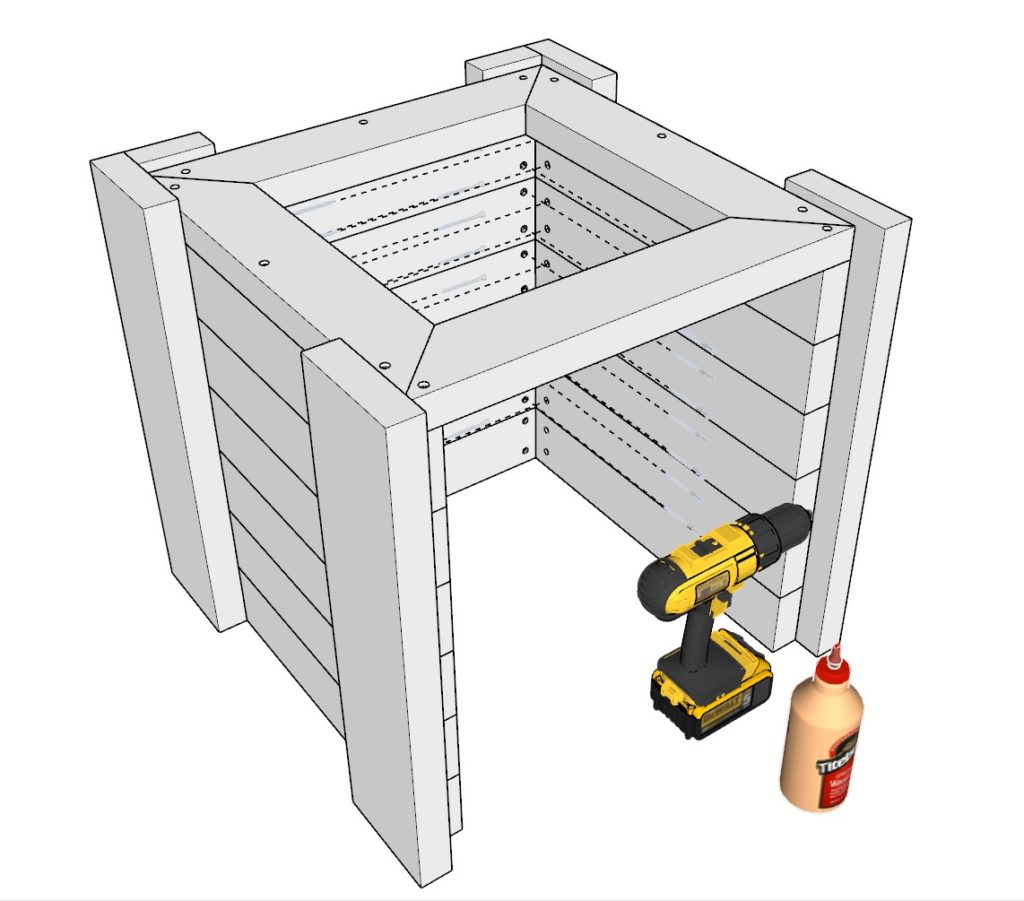 Attaching legs to fire pit side table