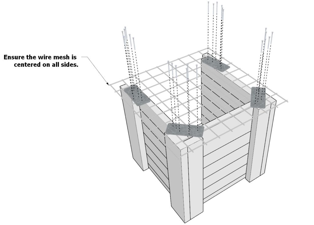 Adding galvanized wire mesh to DIY wooden fire pit frame side table