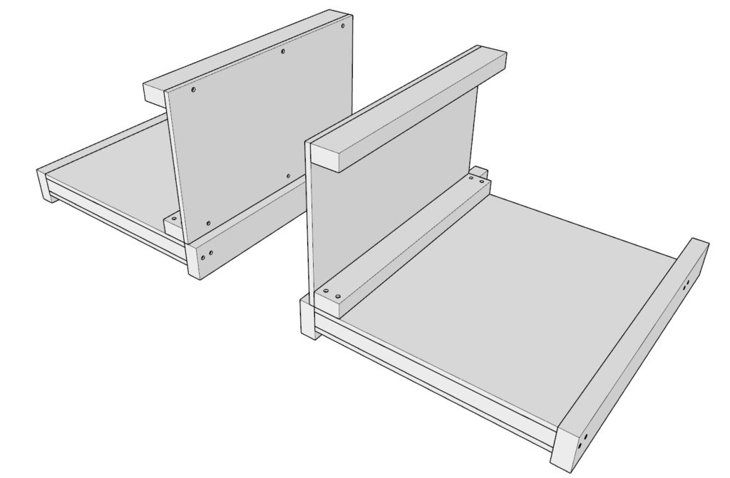 DIY office desk frame assembly using 2x3 lumber and plywood