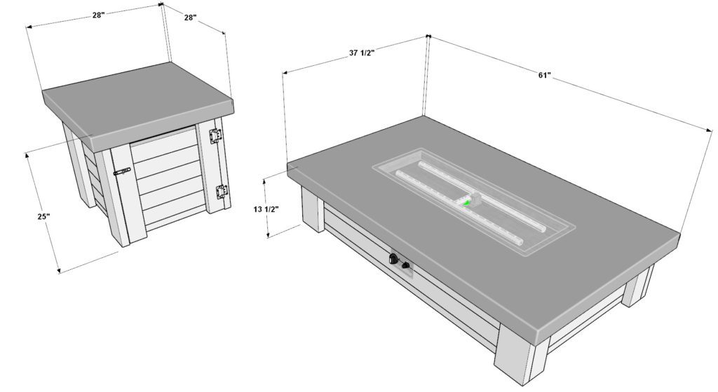 DIY propane fire pit plan dimensions