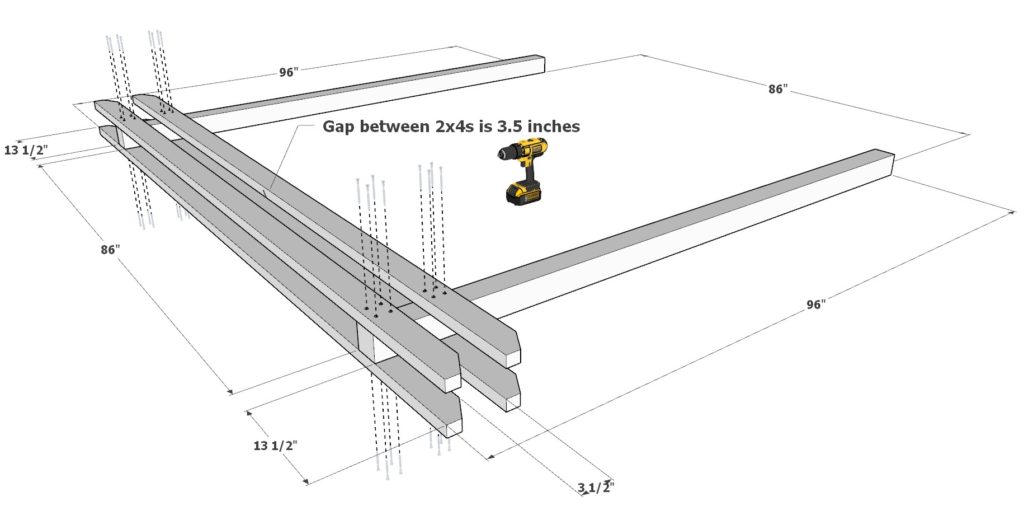 DIY pergola frame assembly