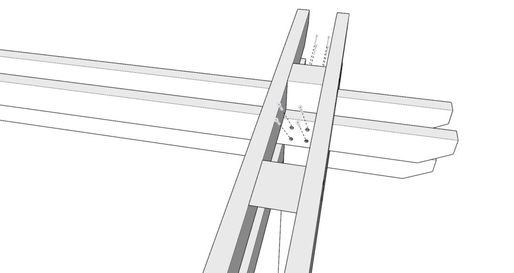 Adding the 4x lumber cross beam reinforcement to DIY pergola frame