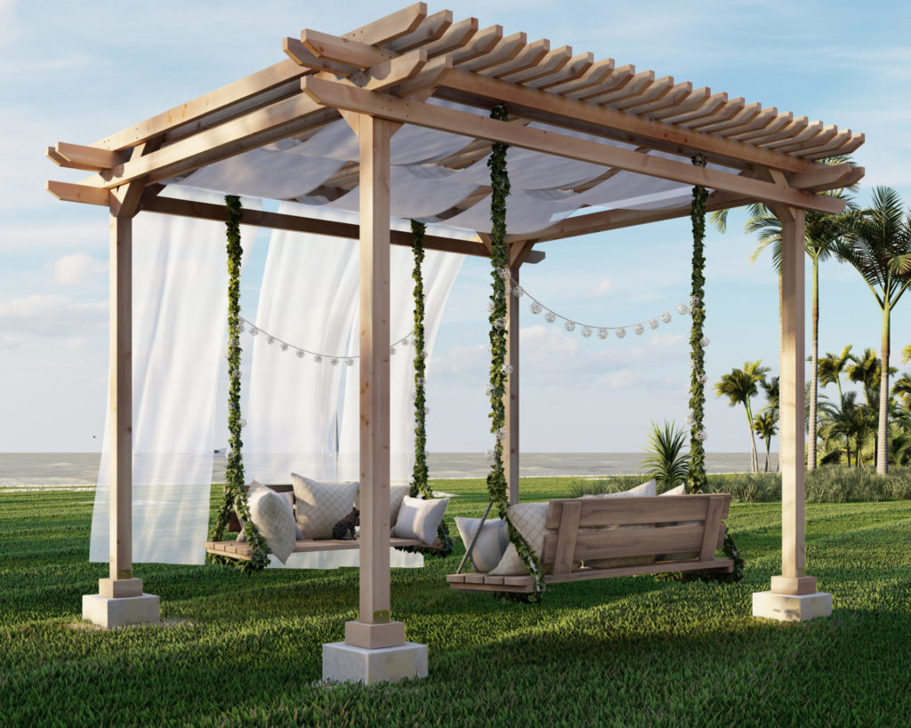 DIY pergola plan, wooden patio cover, wooden canopy