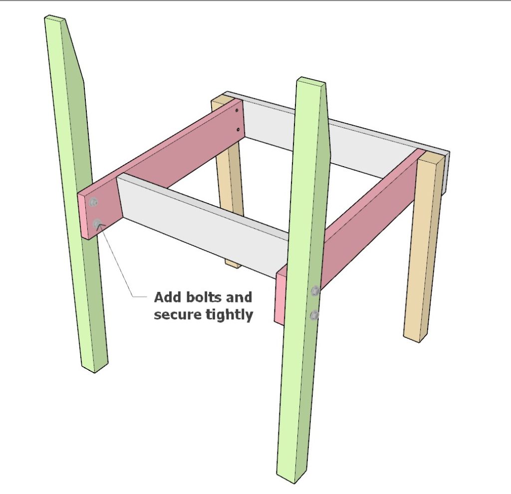 Adding bolts to DIY chair