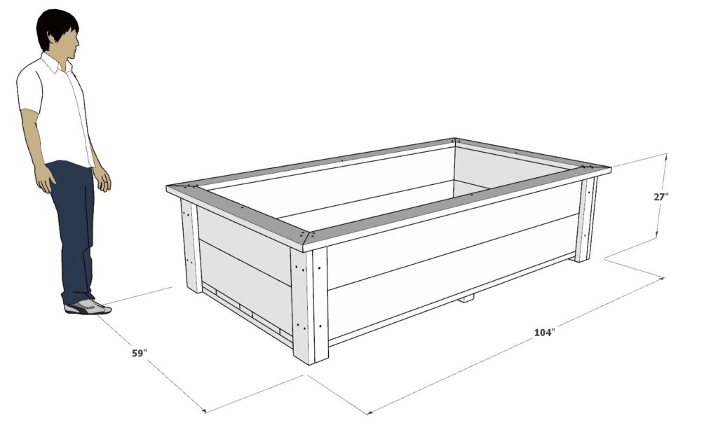 DIY raised planter box for cucumbers, tomatoes, garden dimensions