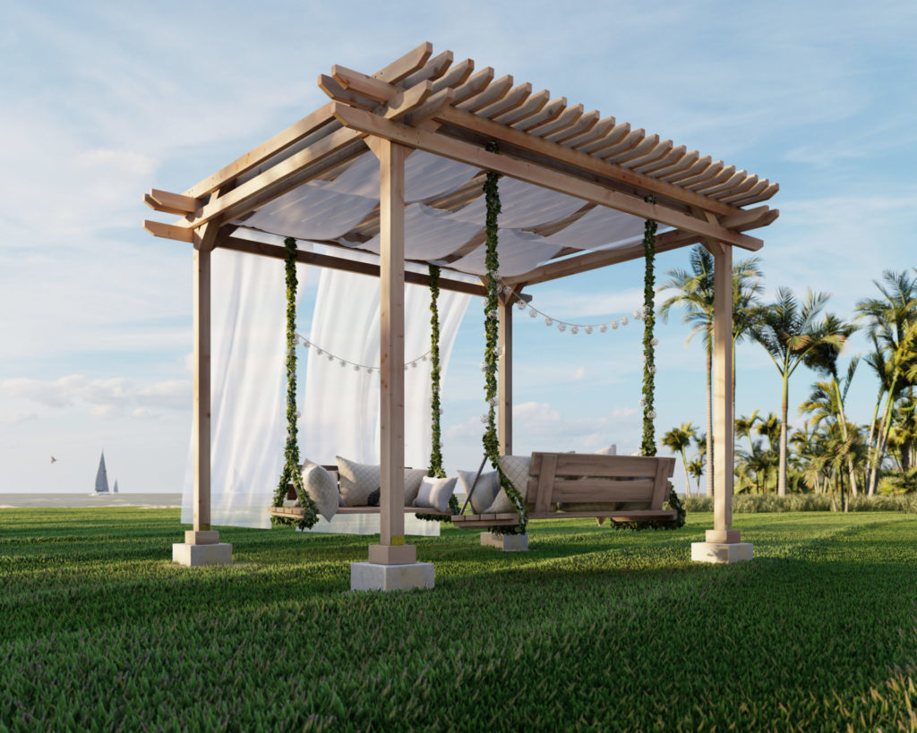 DIY pergola plan, wooden patio cover, wooden canopy