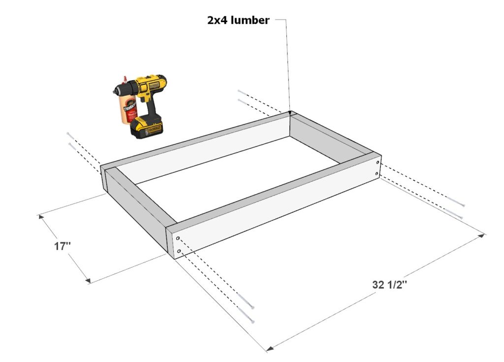 DIY outdoor kitchen counter frame construction