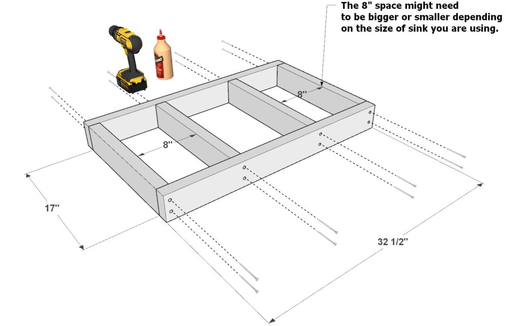 DIY outdoor kitchen sink frame constructions