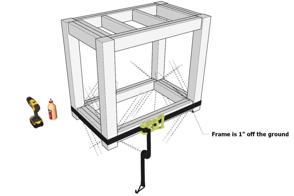 Adding legs to DIY sink frame