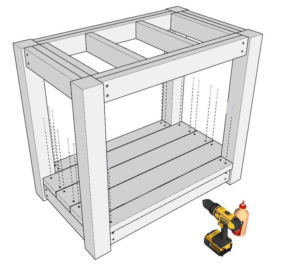 Adding decking pieces to DIY sink