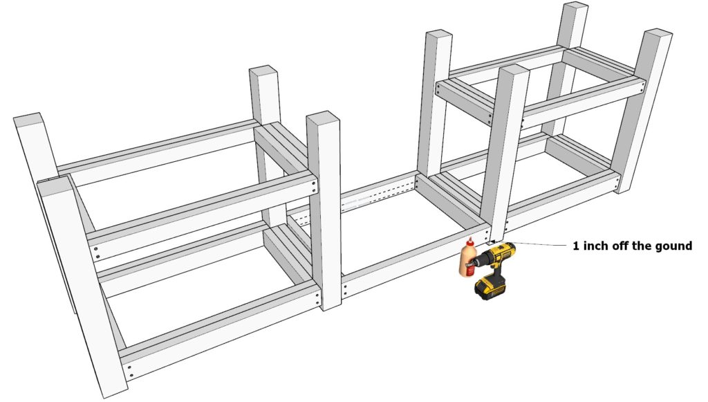 Putting together the counter and grill frame together