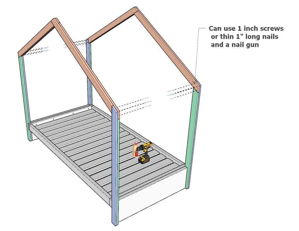 Securing the house arch to DIY Montessori bed frame