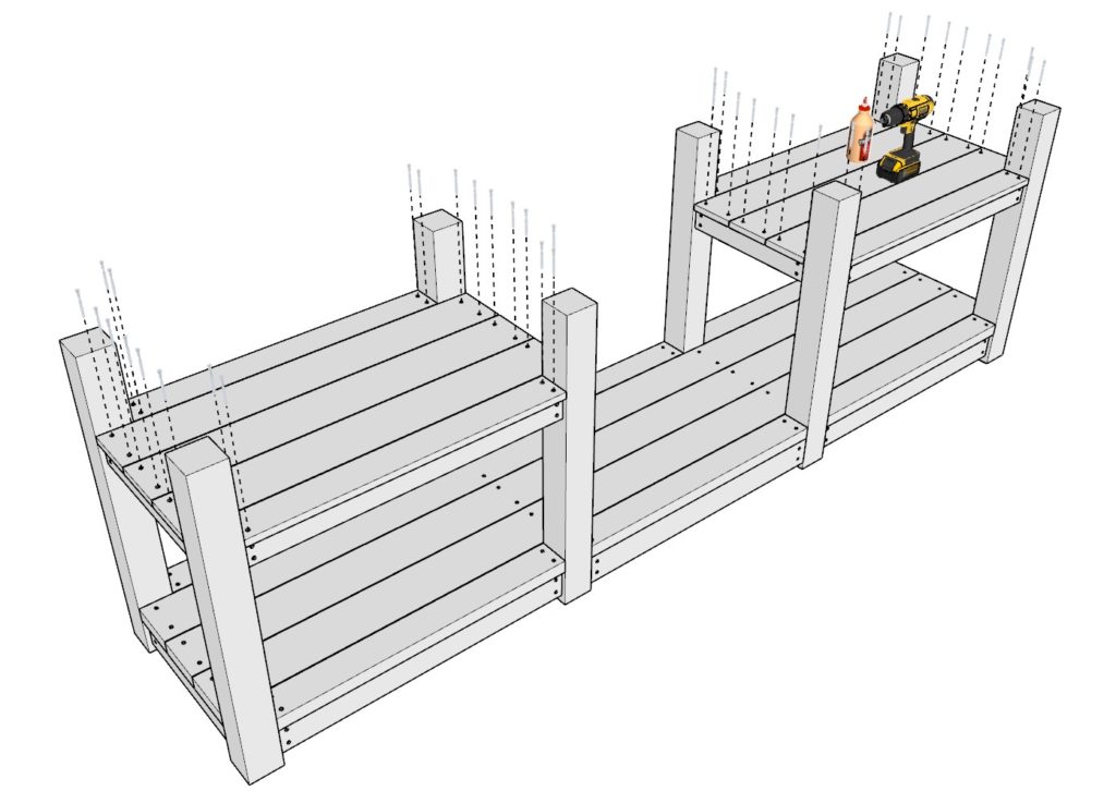 Adding counter shelf lumber pieces