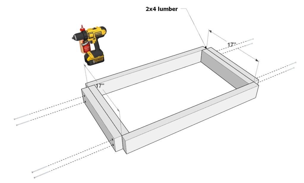 DIY outdoor kitchen counter frame construction