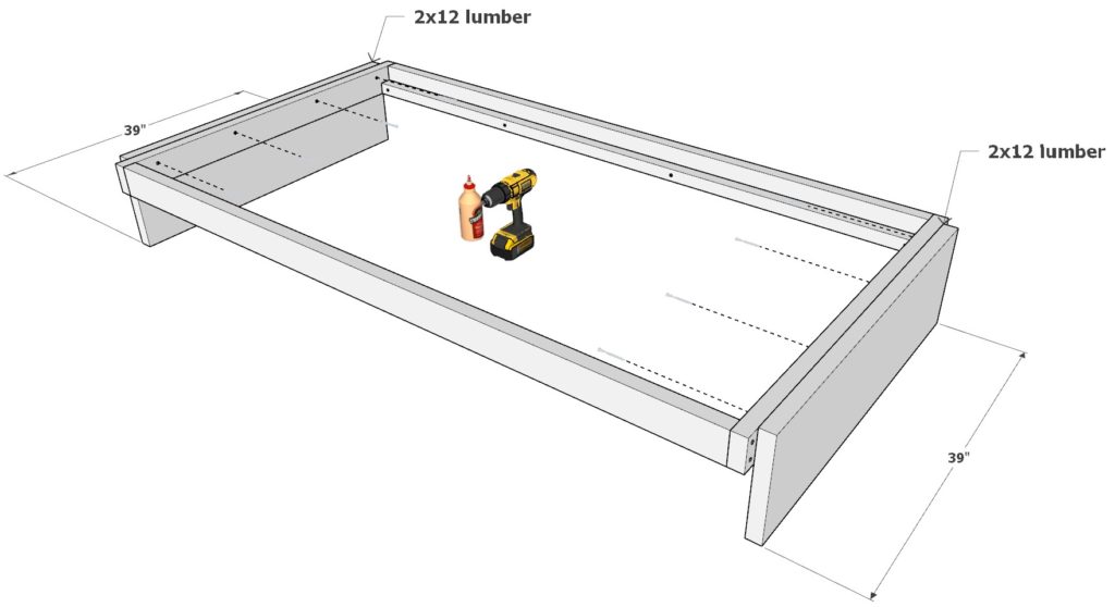 Adding the legs to the DIY bed frame