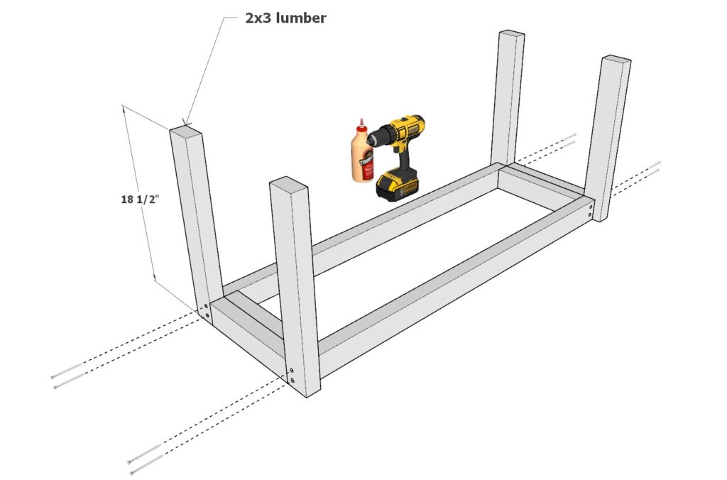 Adding legs to DIY shoe rack storage bench