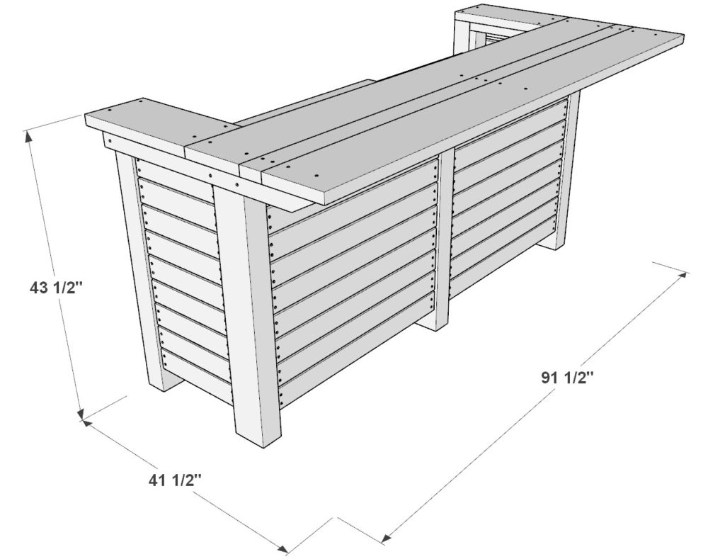 DIY outdoor bar plan dimensions