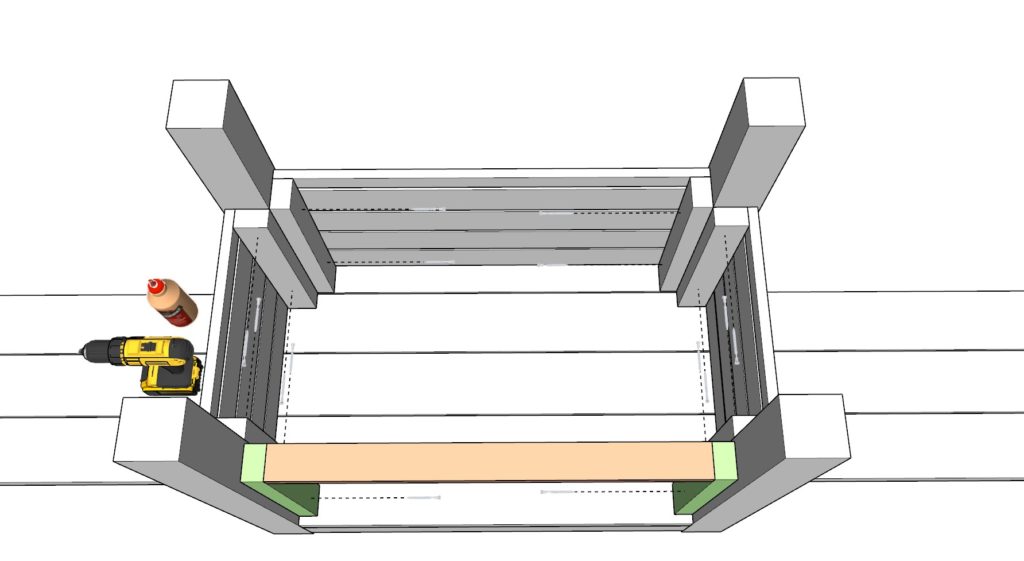 cabinet door frame construction for grill cabinet storage