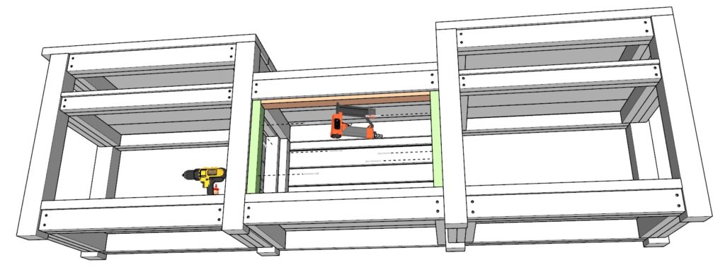 cabinet door frame construction for grill cabinet storage