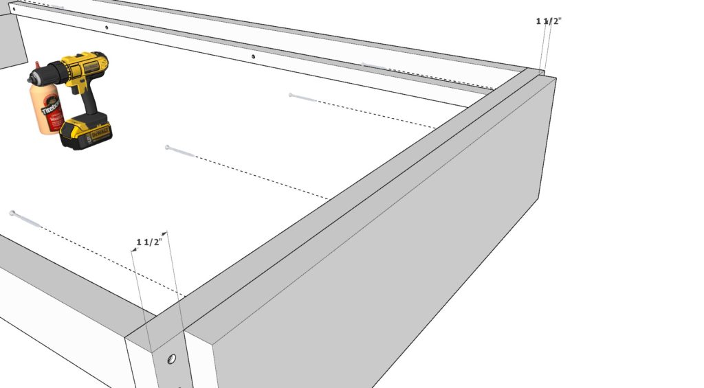 Adding the legs to the DIY bed frame