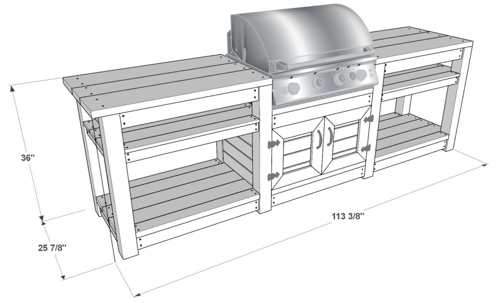 DIY outdoor grill and work counter plan dimensions