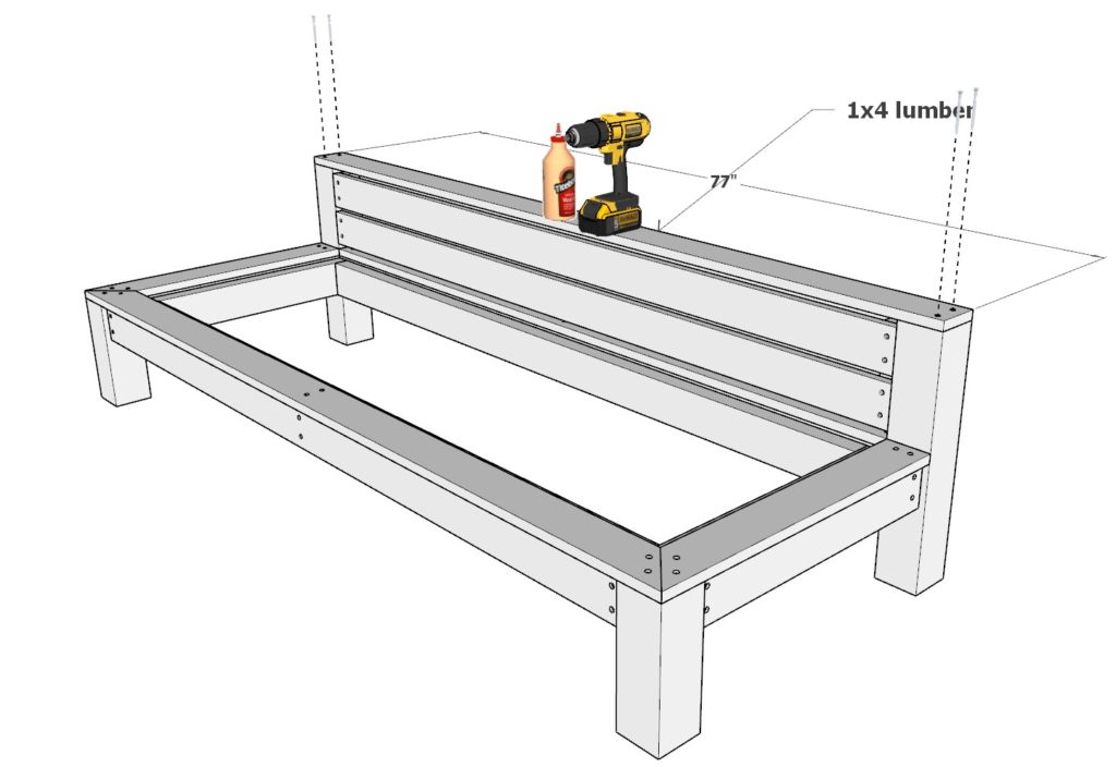 Adding back rest to DIY lounge bed