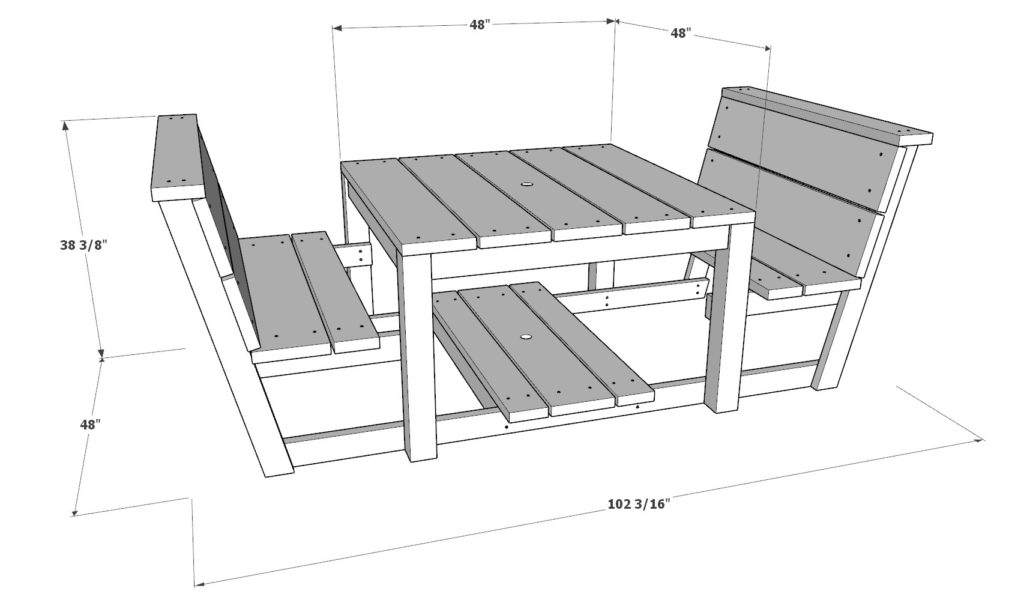 diy picnic table plan dimensions
