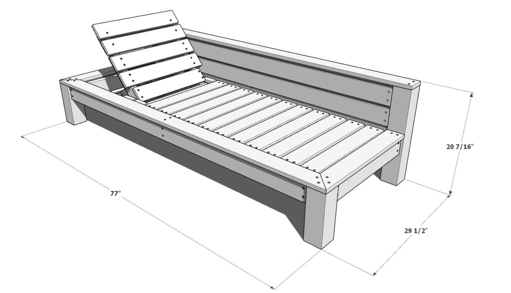 DIY lounge bed plan dimensions