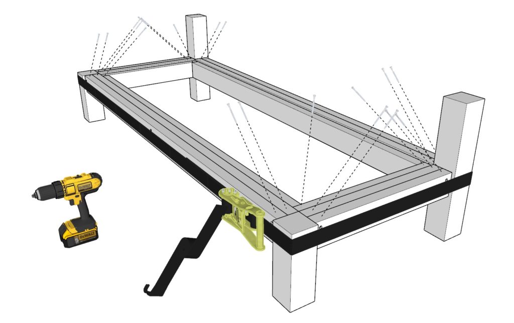 Adding legs to DIY lounge frame