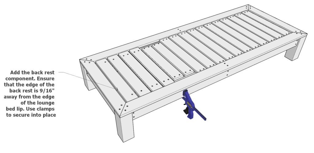 Adding the bolts to the back rest of DIY lounge bed