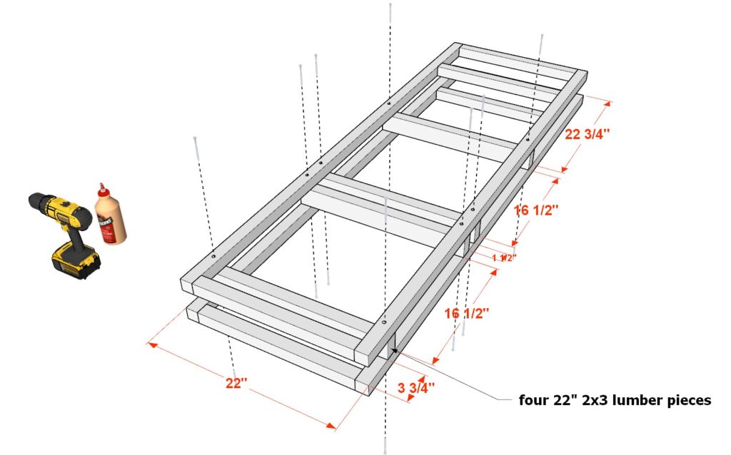 DIY loft bed desk frame construction and assemble