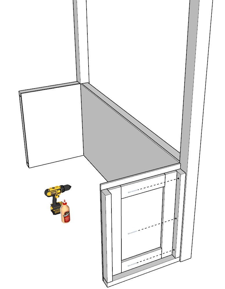 Attaching desk wall components to the loft bed support pillars