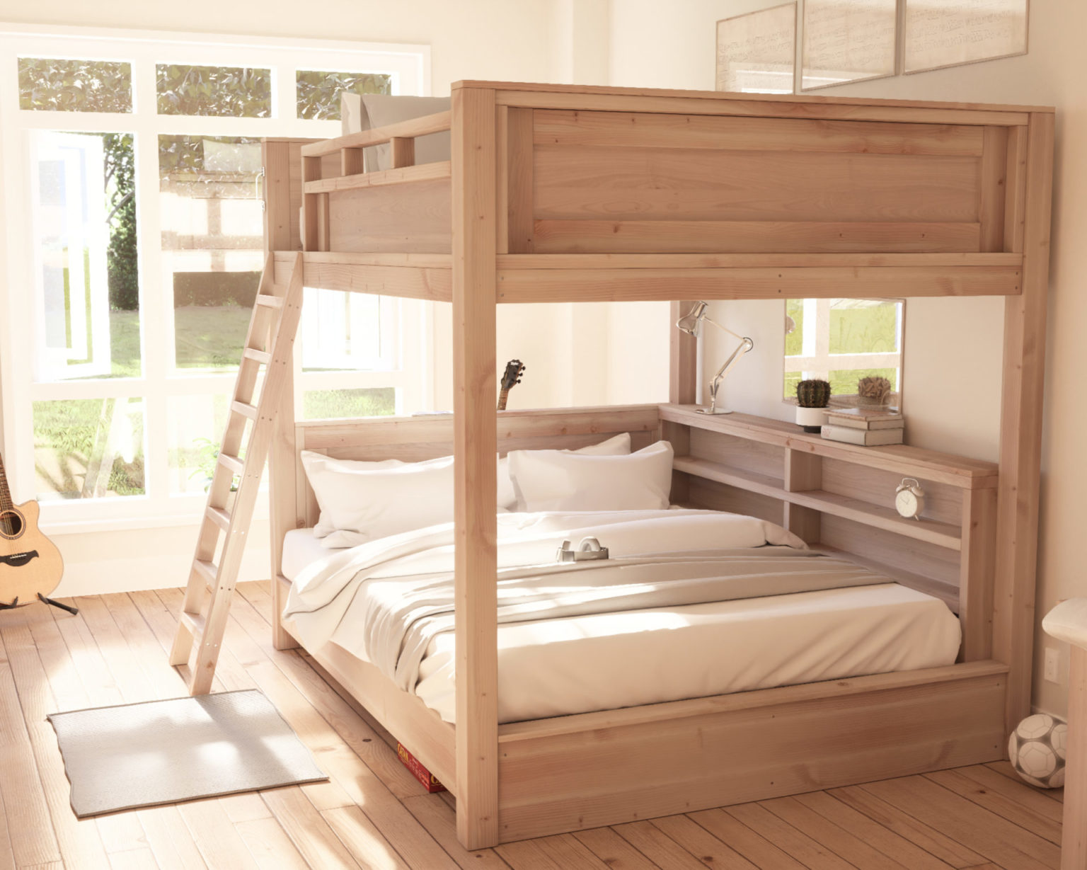 Diy Queen Over Queen Loft Bed Plan Step By Step Pdf Guide For Easy Woodworking Diy Projects Plans 