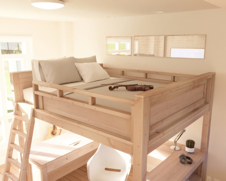 A Queen Loft Bed For Optimal Sleep And Study - Step-by-Step PDF - DIY ...