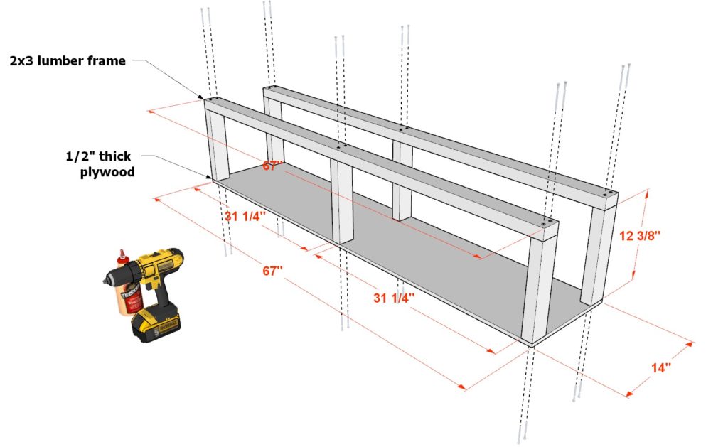 DIY cubbies shelf construction