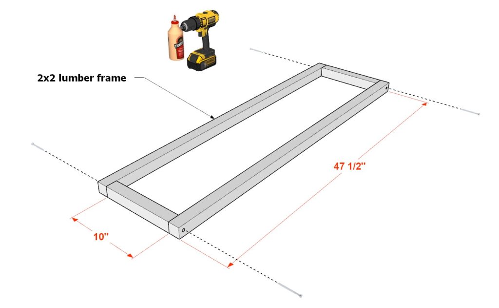 Building the loft bed desk frame