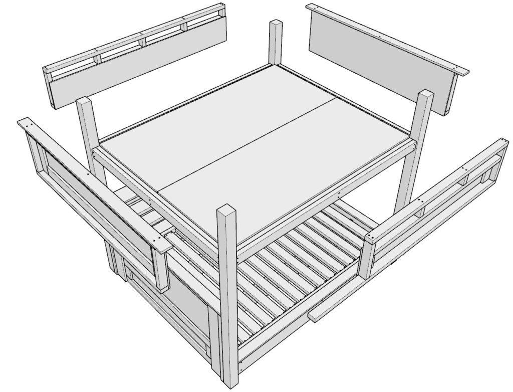Adding headboard , base board, and side rails to DIY loft bed