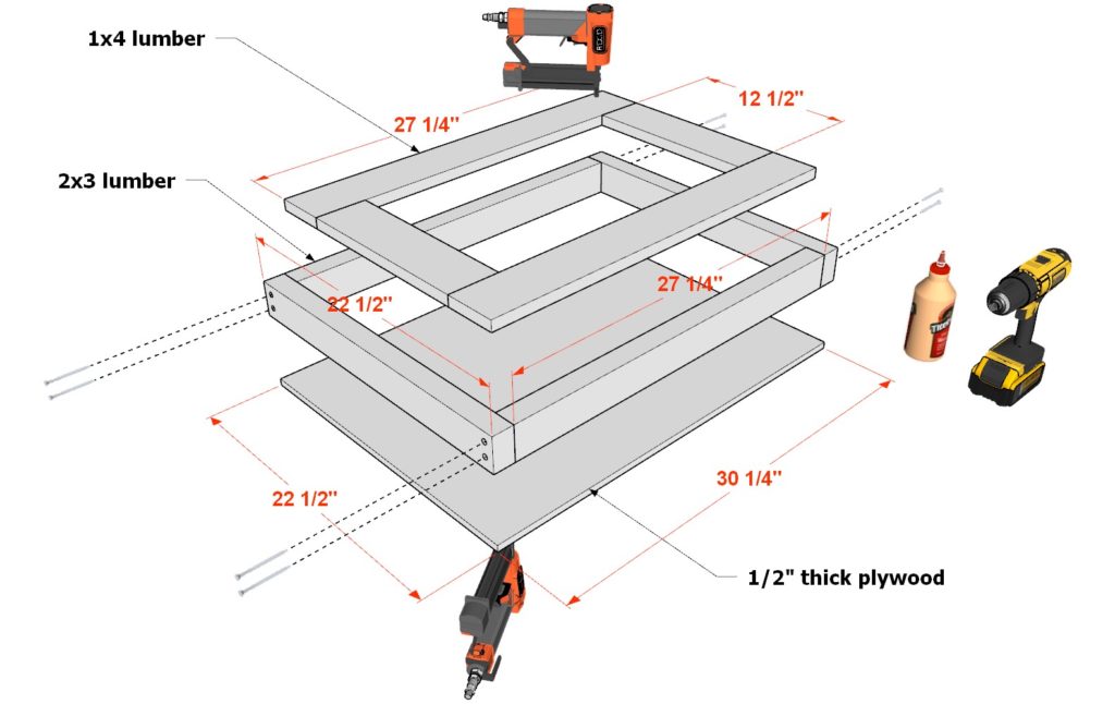 DIY loft bed desk wall assembly