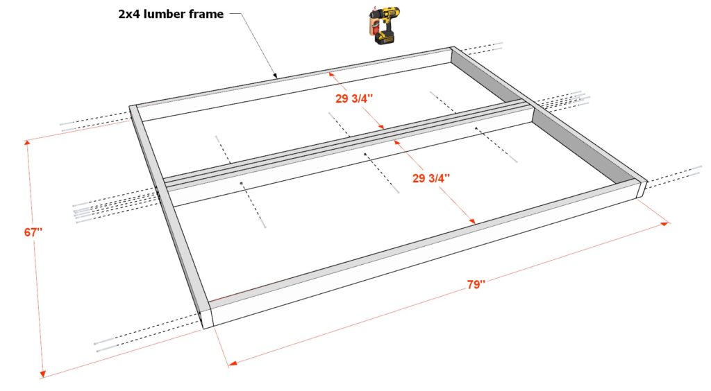 DIY loft bed frame construction