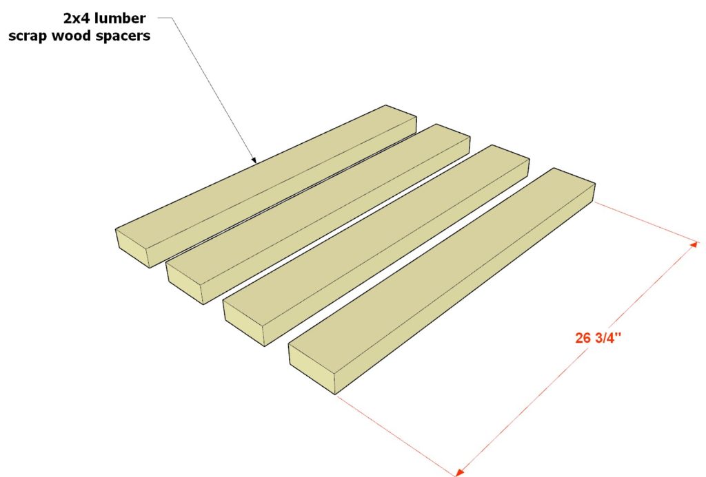 Adding 2x4 spacers to support the loft bed frame