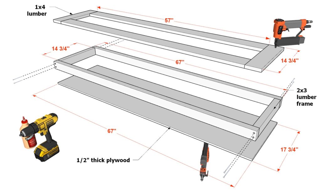 Bed headboard and base board assembly
