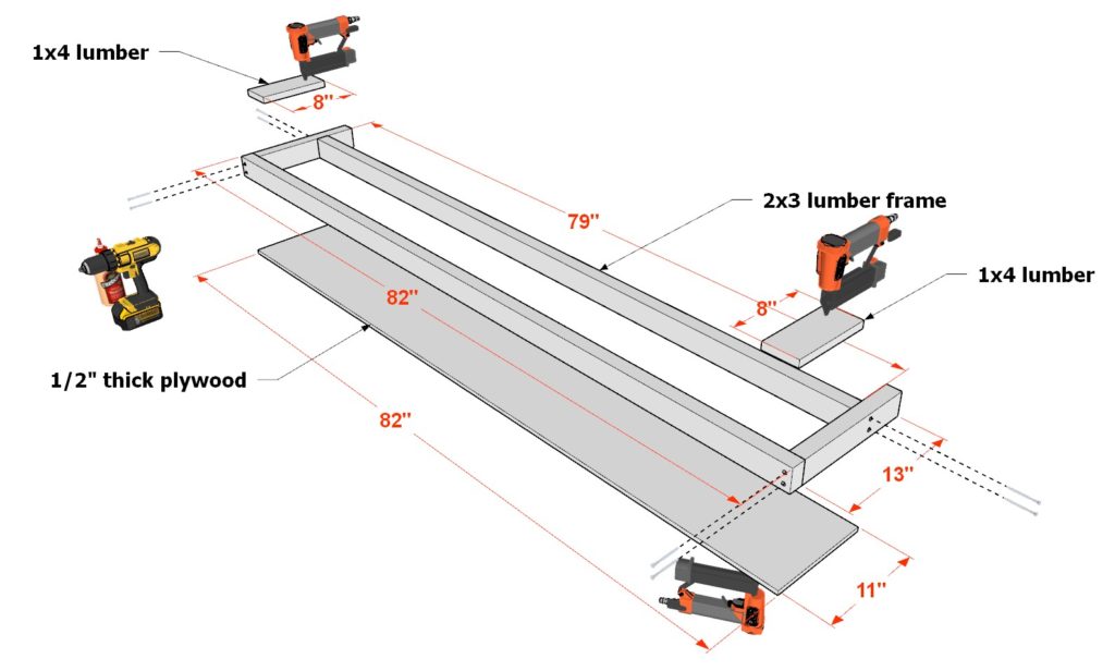 DIY loft bed side rail installation and construction