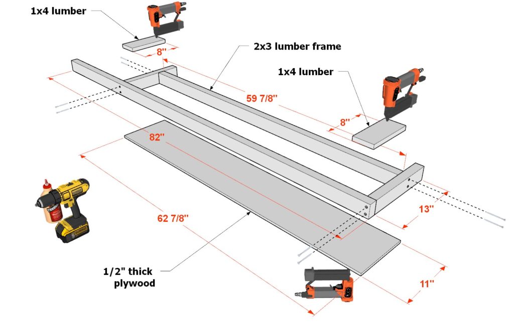 DIY loft bed side rail installation and construction